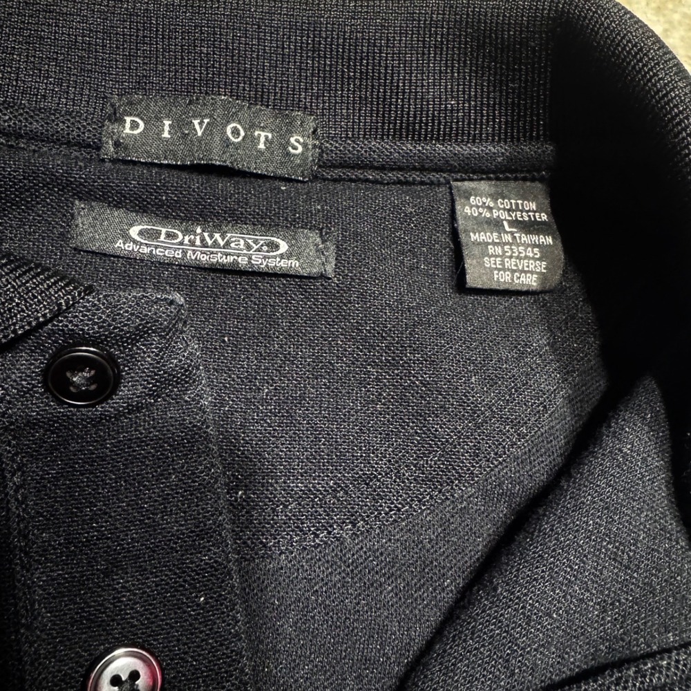 Divots Polo Shirt Men Large Black US Marines DriWay Moisture Wicking Short Sleev - Picture 4 of 8